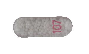 Pill 107 Clear Capsule/Oblong is Dexmethylphenidate Hydrochloride Extended Release