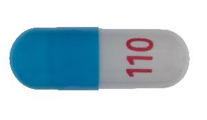 Pill 110 Blue & White Capsule/Oblong is Dexmethylphenidate Hydrochloride Extended Release