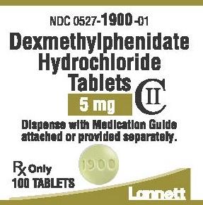 Pill LCI 1900 Yellow Round is Dexmethylphenidate Hydrochloride