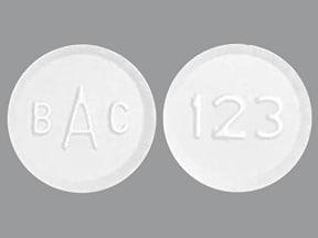 Pill BAC 123 White Round is Acetaminophen, Butalbital and Caffeine