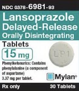 Lansoprazole delayed-release (orally disintegrating) 15 mg M LP1