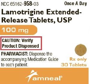 Lamotrigine extended-release 100 mg A 958