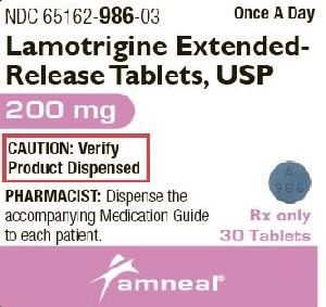 Lamotrigine extended-release 200 mg A 986