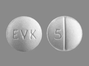 Pill EVK 5 White Round is Amphetamine Sulfate
