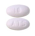 Pill ATS 10 White Oval is Atorvastatin Calcium