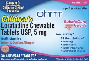 Pill 754 Pink Round is Loratadine (Chewable)