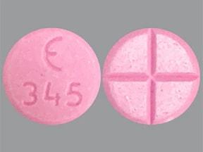 Pill E 345 Pink Round is Amphetamine and Dextroamphetamine