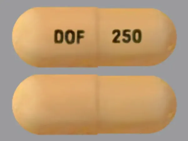 Pill DOF 250 Peach Capsule/Oblong is Dofetilide