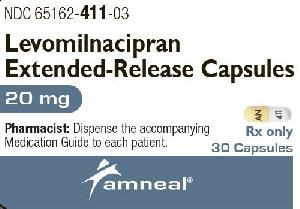 Pill AN 411 Yellow & White Capsule/Oblong is Levomilnacipran Extended-Release