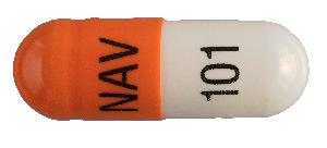 Pill NAV 101 Orange & White Capsule-shape is Trientine Hydrochloride