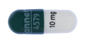 Pill Lannett 4579 10 mg Green & White Capsule/Oblong is Methylphenidate Hydrochloride Extended-Release (CD)