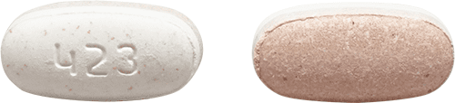 Pill 423 Orange & White Capsule/Oblong is Hydrochlorothiazide and Telmisartan