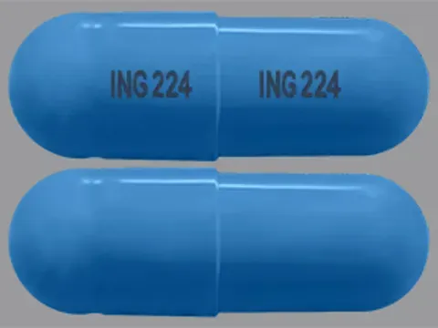 Pill ING 224 ING 224 Blue Capsule/Oblong is Tizanidine Hydrochloride