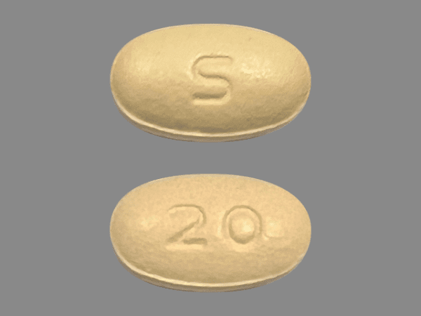 Pill S 20 Yellow Oval is Tadalafil