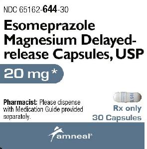 Pill AMNEAL 644 White Capsule/Oblong is Esomeprazole Magnesium Delayed-Release