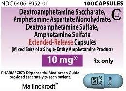 Pill M 8952 10 mg Blue Capsule/Oblong is Amphetamine and Dextroamphetamine Extended Release