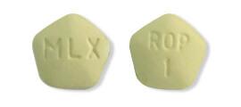 Pill MLX ROP 1 Green Five-sided is Ropinirole Hydrochloride