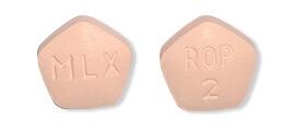 Pill MLX ROP 2 Pink Five-sided is Ropinirole Hydrochloride