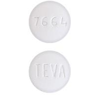 Pill TEVA 7664 White Round is Erlotinib Hydrochloride