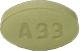 Pill A33 30 Green Elliptical/Oval is Cinacalcet Hydrochloride