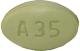 Pill A35 90 Green Oval is Cinacalcet Hydrochloride