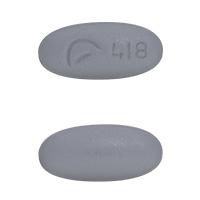 Pill Logo 418 Gray Oval is Ranolazine Extended-Release