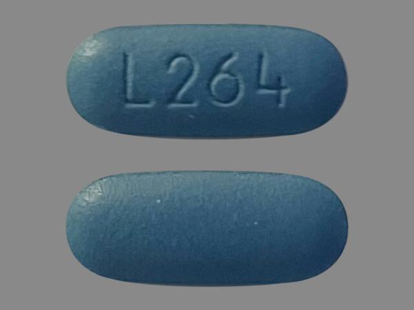 Pill L264 Blue Oval is Diphenhydramine Hydrochloride and Naproxen Sodium