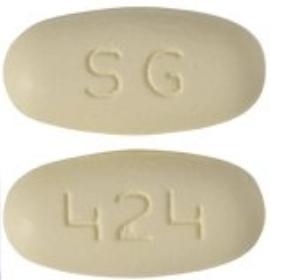 Pill SG 424 Yellow Rectangle is Ranolazine Extended-Release