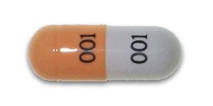 Pill 001 001 Orange & White Capsule-shape is Potassium Chloride Extended-Release