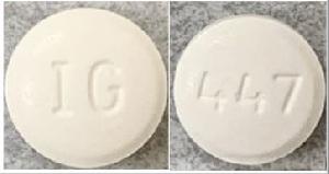 Hydrochlorothiazide and lisinopril 12.5 mg / 20 mg IG 447