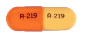 Pill A 219 A 219 Orange & Yellow Capsule/Oblong is Dantrolene Sodium