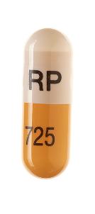Pill RP 725 Orange & White Capsule/Oblong is Amphetamine and Dextroamphetamine Extended Release