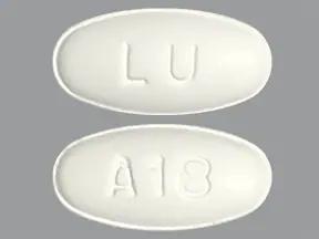 Pill LU A18 White Oval is Atorvastatin Calcium