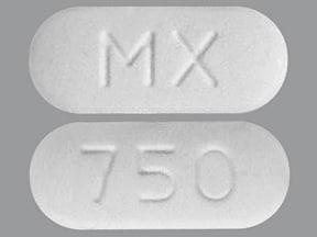 Pill MX 750 White Capsule/Oblong is Metformin Hydrochloride Extended-Release