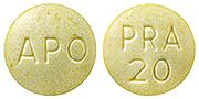 Pill APO PRA 20 Yellow Round is Pravastatin Sodium