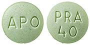 Pill APO PRA 40 Green Round is Pravastatin Sodium