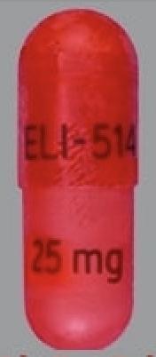 Pill ELI-514 25 mg Pink Capsule-shape is Amphetamine and Dextroamphetamine Extended Release