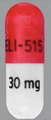 Pill ELI-515 30 mg Pink & White Capsule-shape is Amphetamine and Dextroamphetamine Extended Release