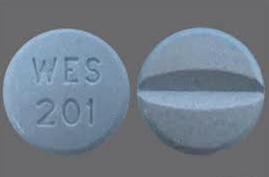 Pill WES 201 Blue Round is Acetaminophen and Oxycodone Hydrochloride