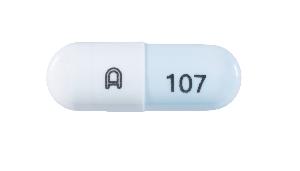 Pill A 107 Blue & White Capsule/Oblong is Propranolol Hydrochloride Extended-Release