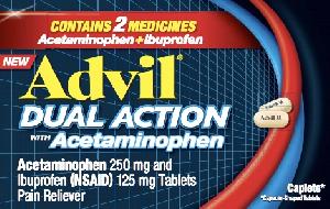 Pill Advil II is Advil Dual Action acetaminophen 250 mg / ibuprofen 125 mg