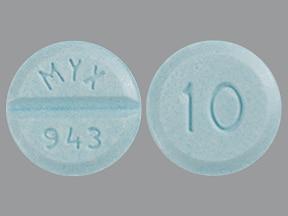 Pill MYX 943 10 Blue Round is Diazepam