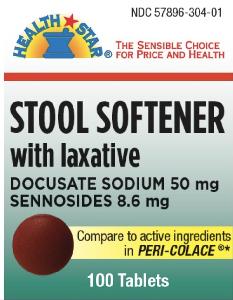 Stool softener with laxative docusate sodium 50 mg / sennosides 8.6 mg PSD21