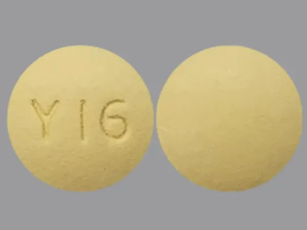 Pill Y16 Yellow Round is Rosuvastatin Calcium