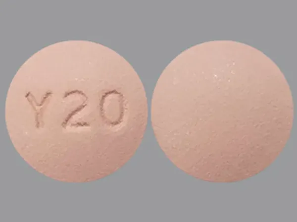 Pill Y20 Pink Round is Rosuvastatin Calcium