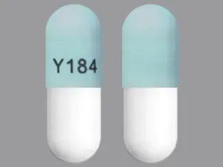 Pill Y184 Blue & White Capsule/Oblong is Celecoxib