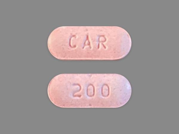 Pill CAR 200 Pink Capsule/Oblong is Carbamazepine