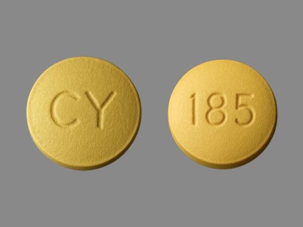 Pill CY 185 Yellow Round is Doxycycline Hyclate