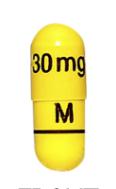 Pill M 30mg Yellow Capsule-shape is Oseltamivir Phosphate