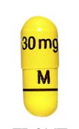 Pill M 30mg Yellow Capsule/Oblong is Oseltamivir Phosphate